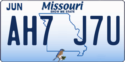 MO license plate AH7J7U