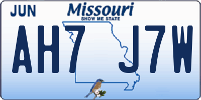 MO license plate AH7J7W