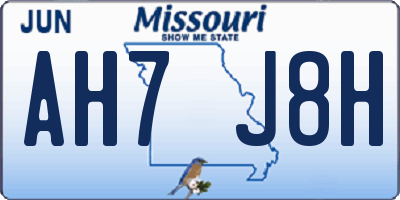 MO license plate AH7J8H