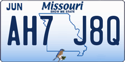 MO license plate AH7J8Q