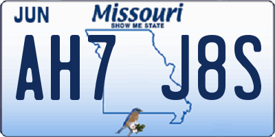 MO license plate AH7J8S