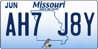 MO license plate AH7J8Y