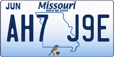 MO license plate AH7J9E