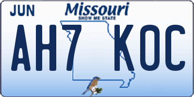 MO license plate AH7K0C