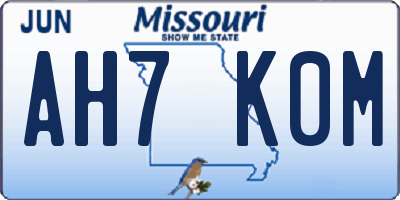 MO license plate AH7K0M