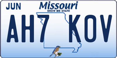MO license plate AH7K0V