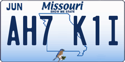 MO license plate AH7K1I