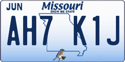 MO license plate AH7K1J