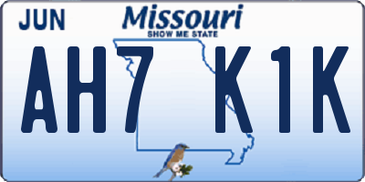 MO license plate AH7K1K