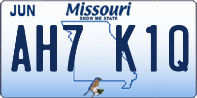 MO license plate AH7K1Q