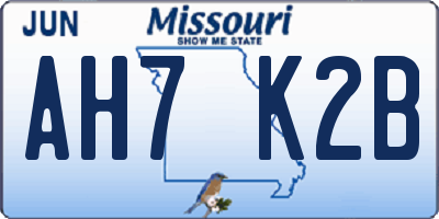 MO license plate AH7K2B
