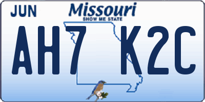 MO license plate AH7K2C