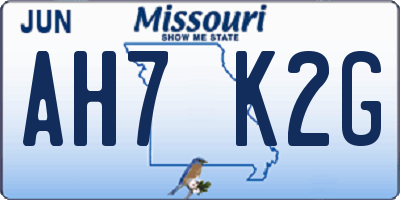 MO license plate AH7K2G