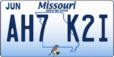MO license plate AH7K2I