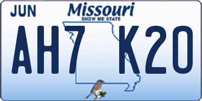 MO license plate AH7K2O