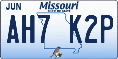 MO license plate AH7K2P