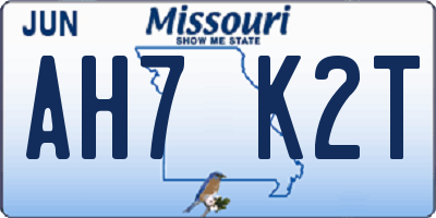 MO license plate AH7K2T
