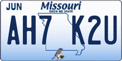 MO license plate AH7K2U