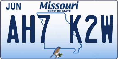 MO license plate AH7K2W