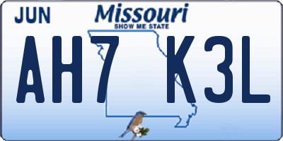 MO license plate AH7K3L