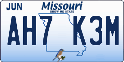 MO license plate AH7K3M