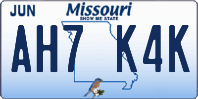 MO license plate AH7K4K