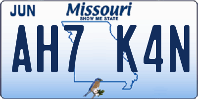 MO license plate AH7K4N