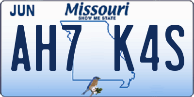 MO license plate AH7K4S