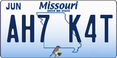 MO license plate AH7K4T