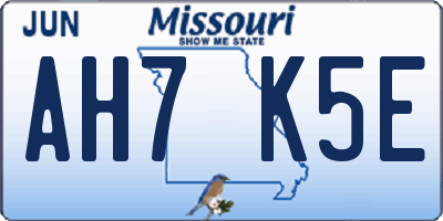 MO license plate AH7K5E