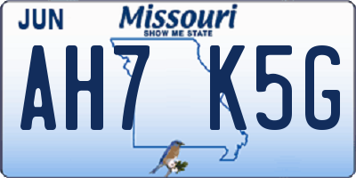 MO license plate AH7K5G