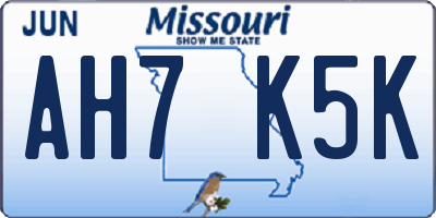MO license plate AH7K5K
