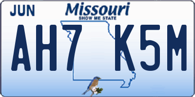 MO license plate AH7K5M