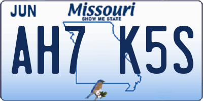 MO license plate AH7K5S
