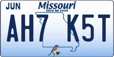 MO license plate AH7K5T