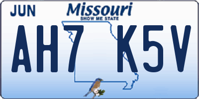 MO license plate AH7K5V
