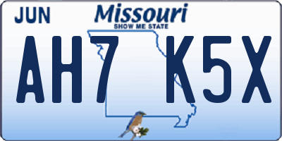 MO license plate AH7K5X