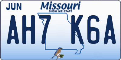 MO license plate AH7K6A