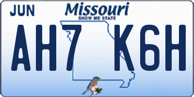 MO license plate AH7K6H