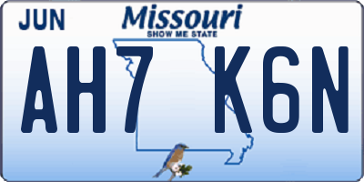 MO license plate AH7K6N