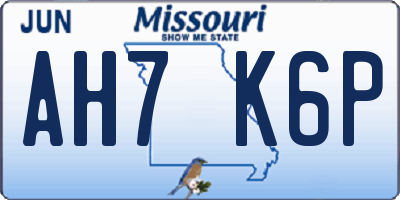 MO license plate AH7K6P