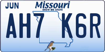 MO license plate AH7K6R