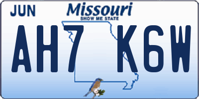 MO license plate AH7K6W