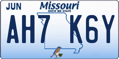 MO license plate AH7K6Y