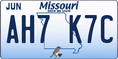 MO license plate AH7K7C