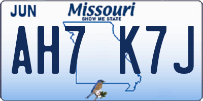 MO license plate AH7K7J