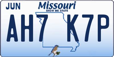MO license plate AH7K7P