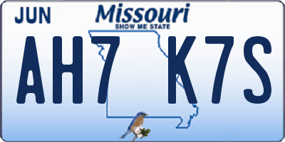 MO license plate AH7K7S