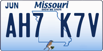 MO license plate AH7K7V