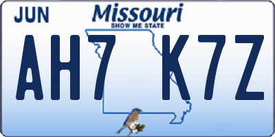 MO license plate AH7K7Z